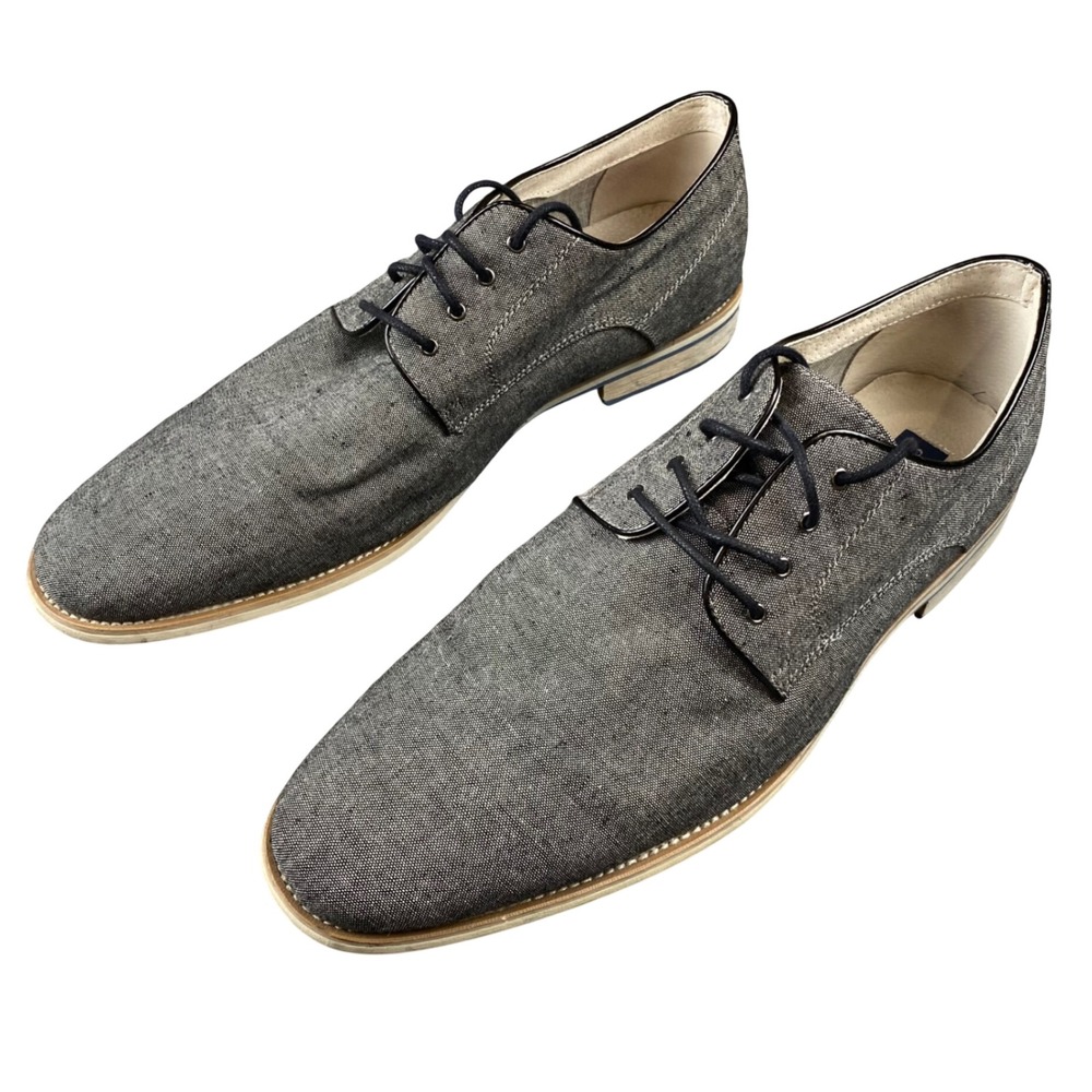 Giorgio Brutini Mens 14 M Gray Fabric Oxford Dress Shoes Lace Up Casual 659081-1